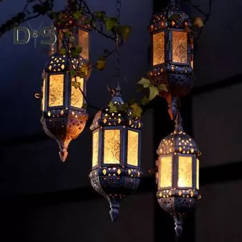 Подвесной подсвечник из железа, винтажный стеклянный марокканский подсвечник для чайной свечи, полый подсвечник в европейском стиле для свадебного сада белый