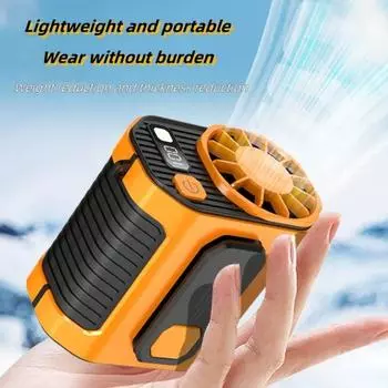 Подвесной поясной вентилятор со светодиодной подсветкой, подвесной уличный поясной вентилятор, мини-подвесной поясной вентилятор емкостью 3600 мАч, используется для кемпинга, походов и бега 3600mAh оранжевый