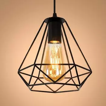 Подвесной потолочный светильник E27, потолочный светильник с черной металлической клеткой для столовой, гостиной, спальни, спальни, кухни, прихожей, ресторана