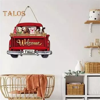 Подвесной приветственный знак на входной двери грузовика с 12 альтернативными сезонными праздничными декорациями, приветственный знак в форме грузовика на осень, День благодарения, Хэллоуин D