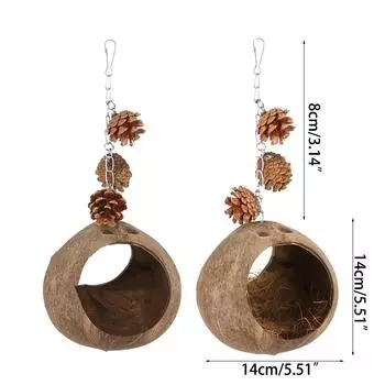 Подвесной птичий домик для клетки, кокосовое птичье гнездо, подвесная кровать для попугая, гнездышки для разведения птиц, качели, игрушка, кокосовый птичий домик B