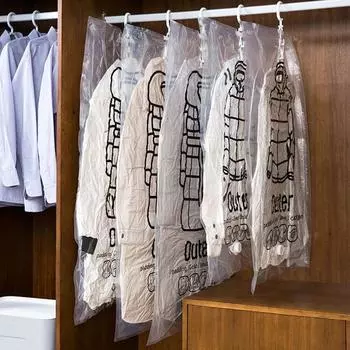 Подвесной пылезащитный чехол Вакуумная компрессия Мешки для хранения одежды Чехол для одежды Сумка для хранения костюма Органайзер для гардероба Предметы первой необходимости в общежитии