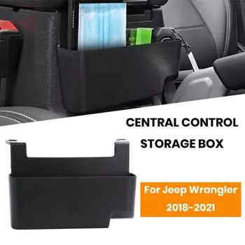 Подвесной ящик для хранения на центральной консоли, органайзер на подлокотнике, большая вместимость, простая установка, передний лоток-органайзер на центральной консоли для JEEP JL18-21 чёрный