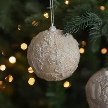 Подвесной рождественский кулон 8 см рождественские украшения своими руками новогоднее украшение на елку шар новый год бежевый