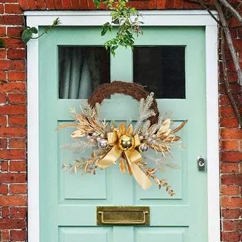 Подвесной рождественский венок на входную дверь, искусственный венок, рождественская гирлянда, рождественский венок для стены на входной двери фермерского дома