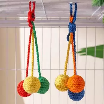Подвесной шарик из сизаля для домашних кошек, устойчивый к укусам, износостойкий джутовый шпагат, веревка, товары для животных, избавляющие от скуки, жевательная игрушка-царапка