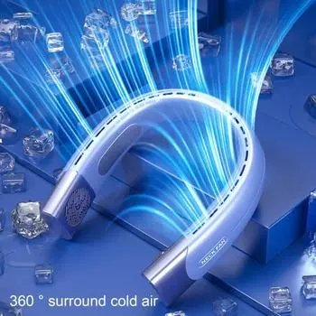 Подвесной шейный вентилятор 20 дБ, бесшумное шумоподавление, 5 скоростей, регулируемый безлопастный вентилятор, охлаждение, перезаряжаемый, летний, уличный, портативный USB-вентилятор, креативный подарок зелёный