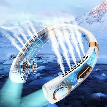 Подвесной шейный вентилятор Ледяной магнит охлаждения Портативный шейный вентилятор Type-C Бесшумный Многофункциональный безлистный электрический вентилятор со светом розовый