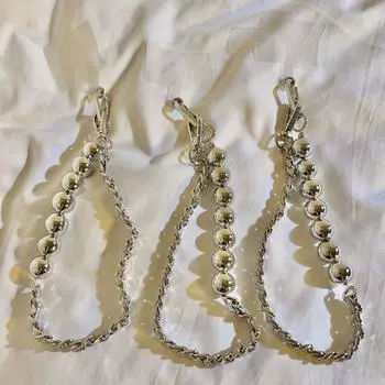 Подвесной шнур для мобильного телефона, ремешок из серебряных бусин, мобильный шнурок, цепочка для телефона с бусинами, кулон для телефона серебряный