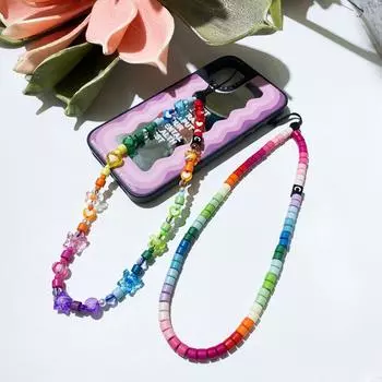 Подвесной шнурок для защиты от потери сотового телефона, бусины для телефона, подвески на цепочке, ремешки для мобильных телефонов rainbow