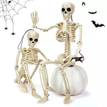 Подвесной скелет с подвижными суставами, украшение для страшного дома, страшный подвесной реквизит для вечеринки на Хэллоуин, украшение для сада, поддельный череп 1