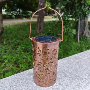 Подвесной солнечный светильник с подсолнечником IP55, водонепроницаемый, с автоматической зарядкой, полый дизайн, подвесной солнечный фонарь, украшение для сада бронзовый/красный