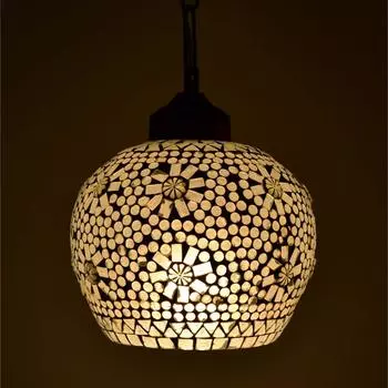 Подвесной светильник 60 Вт, Белый, Круглый(проводной электрический, Стекло)