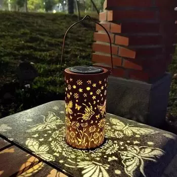 Подвесной светильник-бабочка на солнечной батарее, декоративный полый светильник IP65, водонепроницаемый, мягкий, универсальный