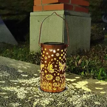 Подвесной светильник-бабочка на солнечной батарее, декоративный полый светильник IP65, водонепроницаемый, мягкий, светящийся, универсальный металлический фонарь, светодиодный садовый светильник бронзовый