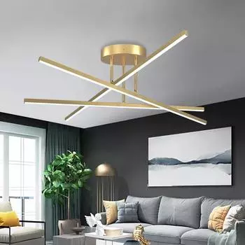 Подвесной светильник для гостиной, скандинавские светильники, современные и простые, золотисто-черные, алюминиевые, для спальни, столовой, главный светильник 95-265V&Warm light&no remote control золотистый