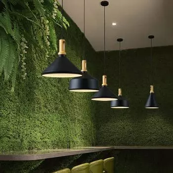 Подвесной светильник для обеденного стола в скандинавском минималистском стиле, светодиодный светильник для бара, горячее пиво, декоративная лампа E27, одинарная лампа из железа и массива дерева no light bulb
