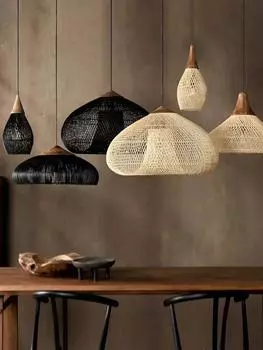 Подвесной светильник для ресторана, плетеная люстра из ротанга, чайная комната, юго-восточный азиатский кухонный светильник, подвесной светильник, экологически чистый no bulb