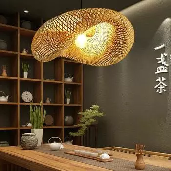 Подвесной светильник из бамбука с натуральным плетением, ротанговый подвесной светодиодный абажур для столовой, дома, спальни, декоративное освещение