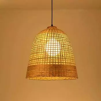 Подвесной светильник из бамбука в китайском стиле, натуральное плетение, подвесной светильник, ручная вязка, декоративные светильники для дома и отеля, ручная работа No Bulb