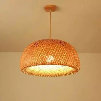 Подвесной светильник из бамбукового фонаря, плетеная из натурального ротанга люстра E27, абажуры ручной работы, подвесной светильник, ручная работа NO BULB