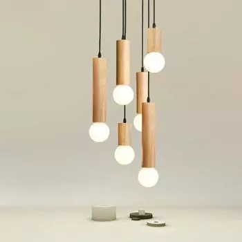 Подвесной светильник из дерева в скандинавском стиле, простая декоративная подвесная лампа для дома, гостиной, спальни, прикроватной тумбочки, кабинета, светильники для внутреннего освещения No Bulb