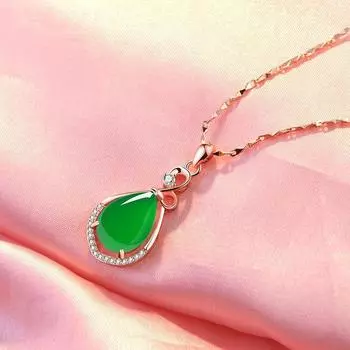 Подвесной светильник из халцедона, роскошное модное цветное ожерелье в форме капли воды, женское высокое чувство зелёный