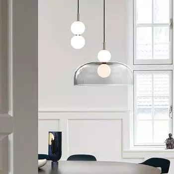 Подвесной светильник из скандинавского стекла, светодиодный, многоцветный, дымчато-серый, подвесной светильник для спальни, гостиной, столовой, декоративное освещение Cool white - No RC