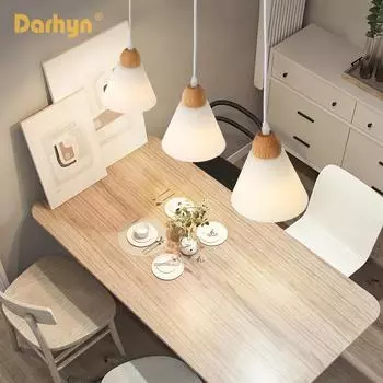 Подвесной светильник из стекла и дерева в скандинавском стиле Постмодерн Подвесной светильник Ресторан Спальня Прикроватная тумбочка Люкс Магазин одежды Лестница U-образный светильник without bulb