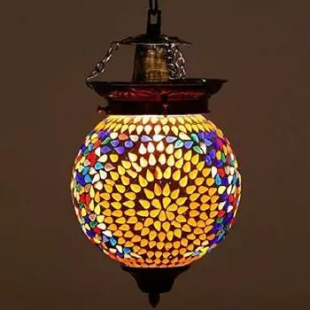 Подвесной светильник из стекла ручной работы (Средний, Разноцветный)