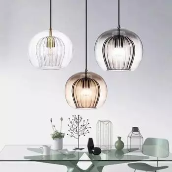 Подвесной светильник из стекла в стиле ретро, светодиодный стеклянный подвесной светильник для столовой, гостиной, кофейни, домашнего декора, светильники для внутреннего освещения Warm white