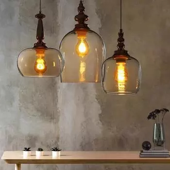 Подвесной светильник из стекла в стиле ретро в стиле скандинавский лофт, прозрачный, коньячно-коричневый, подвесной светильник для внутреннего декора, светильники для гостиной, спальни In Bulb