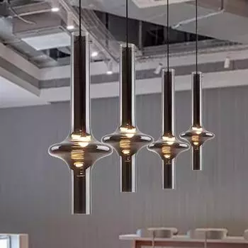 Подвесной светильник из светодиодного стекла в скандинавском стиле с длинной трубкой в стиле постмодерн, простые креативные подвесные светильники в стиле лофт, прикроватные лампы для кафе и спальни Warm White