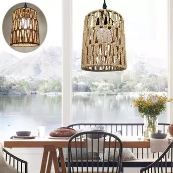 Подвесной светильник Люстры из натурального ротанга, плетеные вручную абажуры из бамбука, светильники, подвесной светильник, эстетичный декор комнаты Diameter 12x15cm