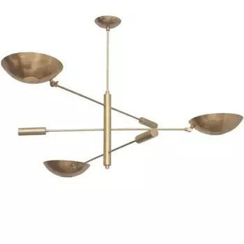 Подвесной светильник на 3 лампы в стиле модерн из необработанной латуни в стиле Спутник, цилиндрический светильник F