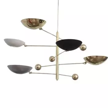 Подвесной светильник на 5 ламп Mid Century Modern Raw Brass Sputnik, люстра Fixtur