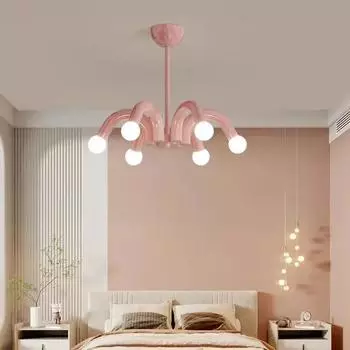 Подвесной светильник Nordic Black Beige Pink Metal Home Art Deco Chandelier Lighting Parlor Bedroom Dining Room Hanging Lamp E27 Bulb Cold White чёрный