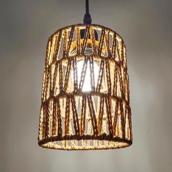 Подвесной светильник с абажуром из ротанга 11,5*15 см, абажур для подвесного светильника в стиле бохо, плетеный вручную для домашнего декора, потолочный светильник, плетеный абажур