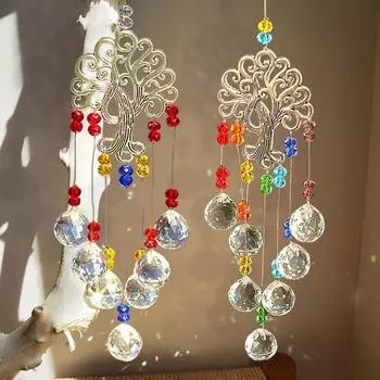 Подвесной светильник Suncatcher Crystal Garden Tree, подвесное украшение для улицы, настенный колокольчик, принадлежности для создания радуги, домашний декор