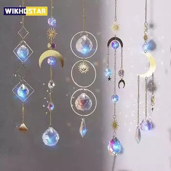Подвесной светильник Suncatcher Crystal, призмы для окон, радуга, винтажные колокольчики, солнце, луна, подвесной светильник, домашний сад, украшение для рукоделия