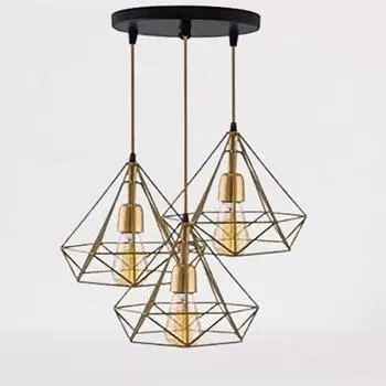 Подвесной светильник Thali Chandelier с тройным золотым ромбовидным дизайном