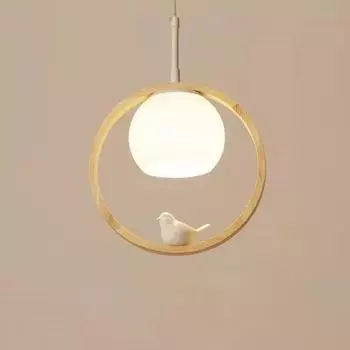 Подвесной светильник в японском стиле из дерева для спальни, прикроватной тумбочки, кухонного бара, подвесной светильник из смолы с птичьим декором, лампа для лестницы, крыльца, Прямая поставка warm light