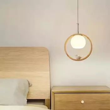 Подвесной светильник в японском стиле из дерева для спальни, прикроватной тумбочки, кухонного бара, подвесной светильник из смолы с птичьим декором, лампа для лестницы, крыльца, Прямая поставка warm light