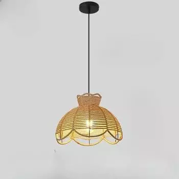 Подвесной светильник в скандинавском стиле из медной проволоки, пеньковой веревки, светодиодный подвесной светильник в индустриальном ретро-стиле, железное искусство, индивидуальность, американский стиль, ручная работа NO BULB жёлтый