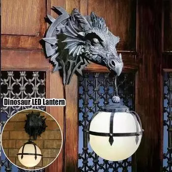Подвесной светильник в виде динозавра в индустриальном стиле с изображением головы дракона из смолы, украшение на Хэллоуин, подвесной светильник чёрный