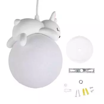 Подвесной светильник в виде кролика, ретро-люстра из белой смолы, симпатичная потолочная подвесная лампа в форме животного для