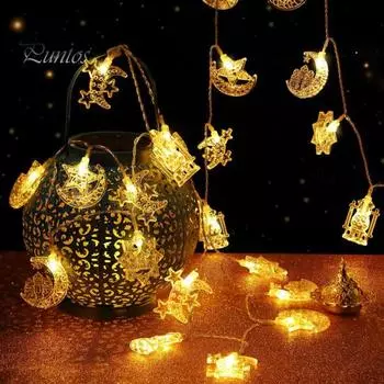 Подвесной светильник «Замок Луны Рамадана», 3 м, 20 светодиодов, сказочный светильник на батарейках, украшение «Рамадан Ид Мубарак» теплый белый