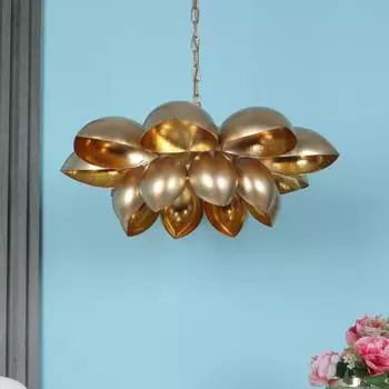 Подвесной светильник «Золотой лепесток лотоса» - Предметы домашнего декора для люстры в гостиной - Потолочные подвесные светильники для гостиной и балкона