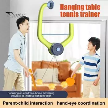 Подвесной тренажер для настольного тенниса, детский тренажер для игры в пинг-понг в помещении, устройство для тренировки в дверном проеме с ракеткой и мячами для дома, школы, дверной рамы A