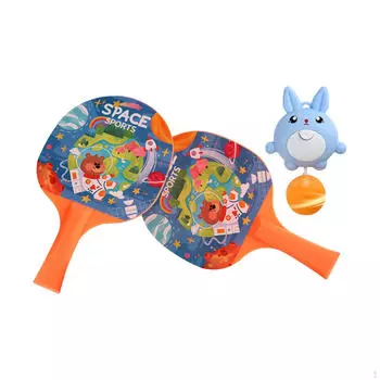 Подвесной тренажер для настольного тенниса с 1 кнопкой, игрушка для взаимодействия родителей и детей, мячи для пинг-понга, ракетки синий
